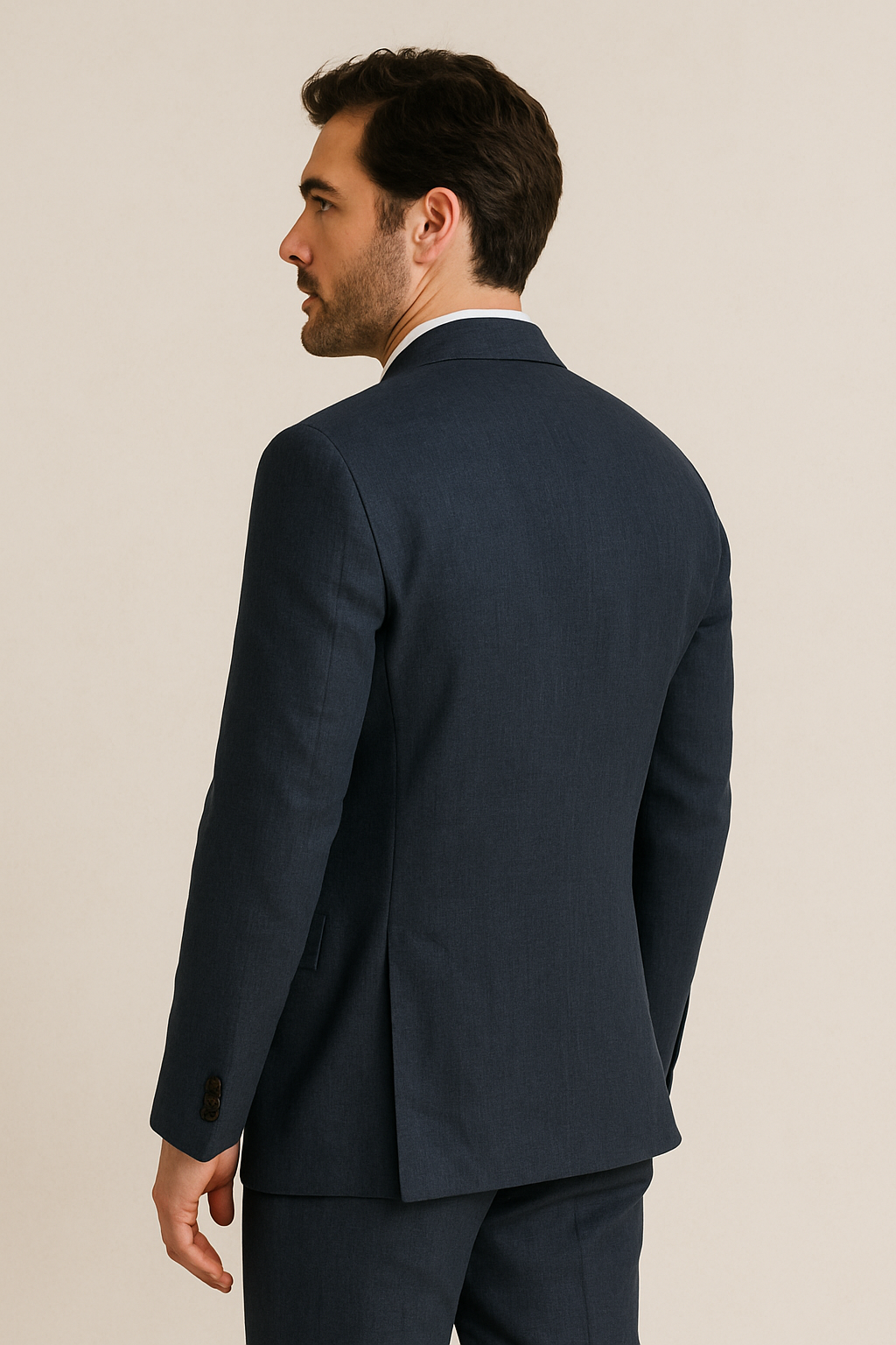 Linen Two Button Suit - Navy