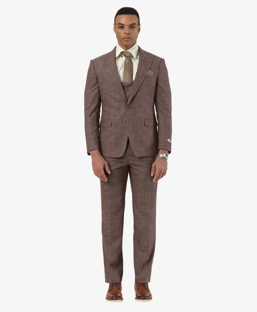 Brown Crosshatched Suit
